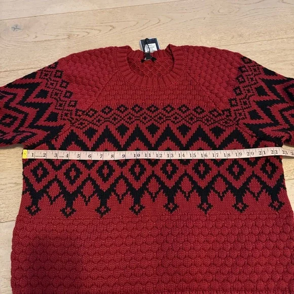 NWT Alp N Rock Selena II Crew Neck Sweater Deep Red Fair Isle Winter Ski XL